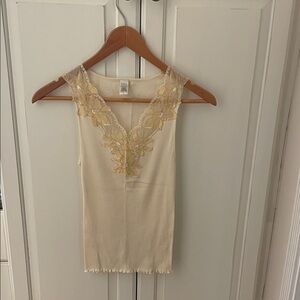 Banana Republic Cream Top with Lace Accents